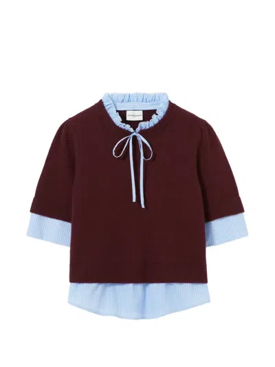 Claudie Pierlot Short-sleeve Layered Top In Burgundy