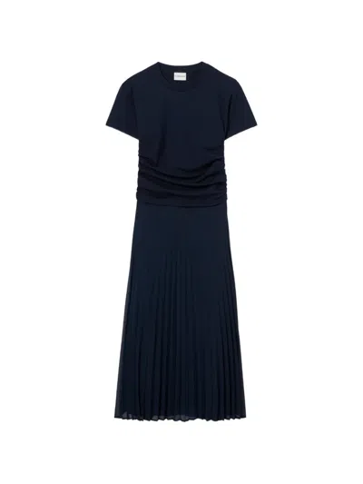 Claudie Pierlot Short-sleeved Midi Dress In Blue