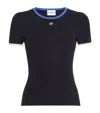 Claudie Pierlot Silk Embroidered Monogram T-shirt In Blue