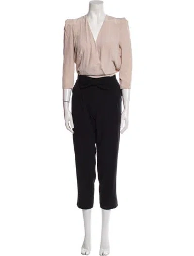 Pre-owned Claudie Pierlot Silk V-neck Jumpsuit In Black