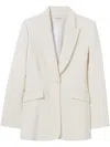 Claudie Pierlot Crepe De Chine-paneled Twill Blazer In White