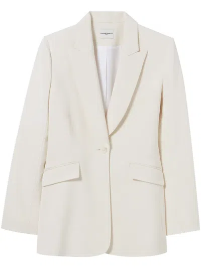 Claudie Pierlot Womens White Peak-lapel Single-breasted Stretch-woven Blazer