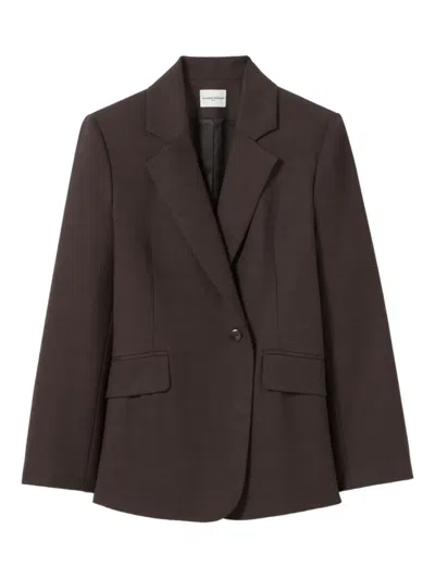 Claudie Pierlot Single-breasted Wool Blazer In Brown
