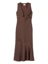 Claudie Pierlot Sleeveless Satin Dress In Brown