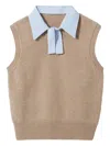 Claudie Pierlot Womens Removable-collar Sleeveless Knitted Jumper Beige In Brown
