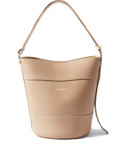 Claudie Pierlot Solveig Leather Bucket Bag In Neutral