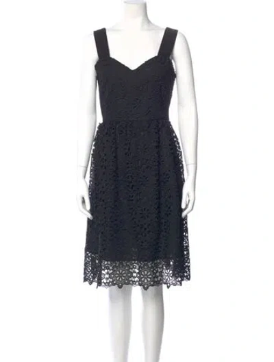 Pre-owned Claudie Pierlot Square Neckline Knee-length Dress In Blue