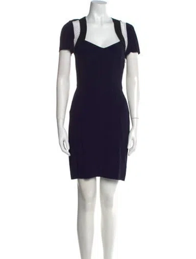 Pre-owned Claudie Pierlot Square Neckline Knee-length Dress In Blue