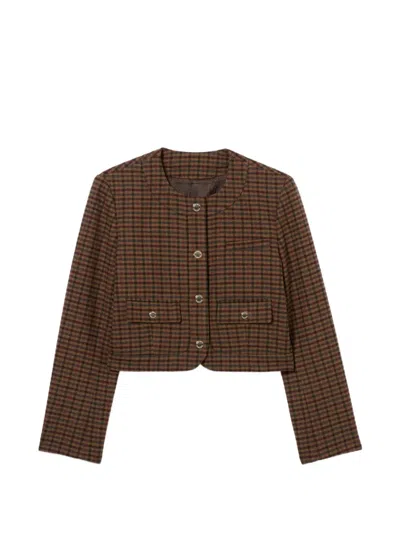 Claudie Pierlot Straight Checked Jacket In Brown