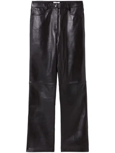 Claudie Pierlot Straight-leg Leather Trousers In Noir / Gris