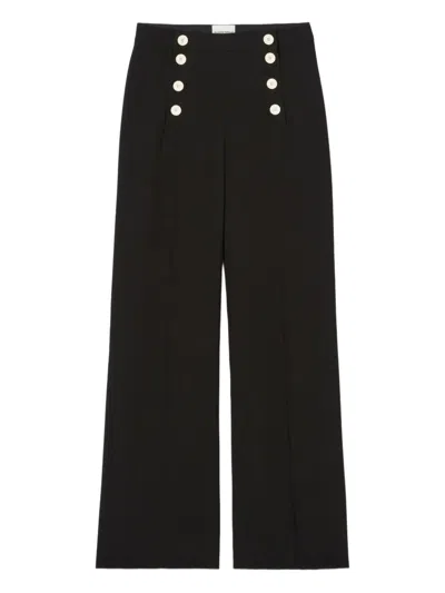 Claudie Pierlot Straight-leg Trousers In Noir / Gris