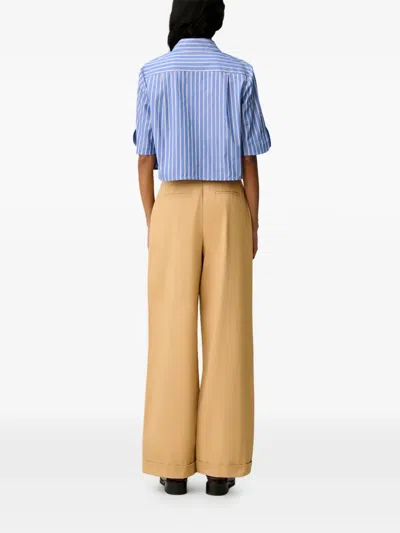 Claudie Pierlot Straight Pleated Trousers In Brown