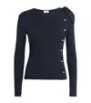 Claudie Pierlot Stretch Cotton Asymmetric Cardigan In Blue