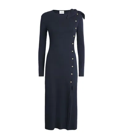Claudie Pierlot Stretch-cotton Button Dress In Blue