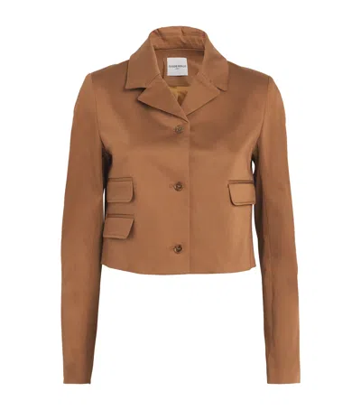Claudie Pierlot Stretch-cotton Cropped Blazer In Neutral