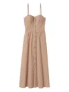 Claudie Pierlot Womens Dual-color Stripe-print Button-up Cotton-blend Maxi Dress In Neutrals