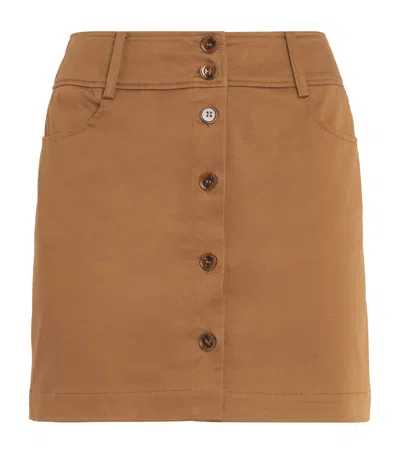 Claudie Pierlot Stretch-cotton Mini Skirt In Braun