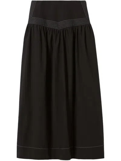 Claudie Pierlot Stripe-detail Maxi Skirt In Noir / Gris