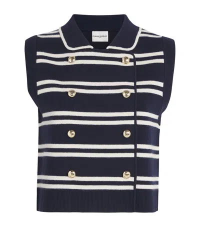 Claudie Pierlot Stripe Sleeveless Cardigan In Blue