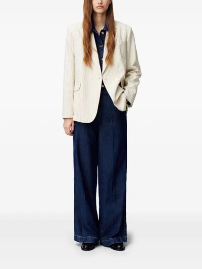 Claudie Pierlot Striped Blazer In Nude