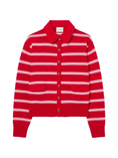 Claudie Pierlot Striped Cardigan In Red