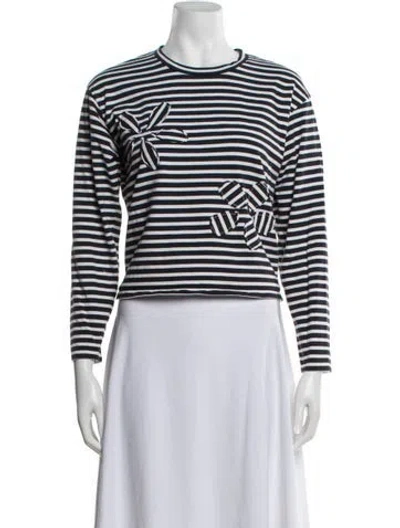 Pre-owned Claudie Pierlot Striped Crew Neck Top In Blue