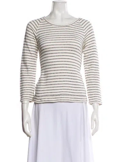 Pre-owned Claudie Pierlot Striped Crew Neck Top In White