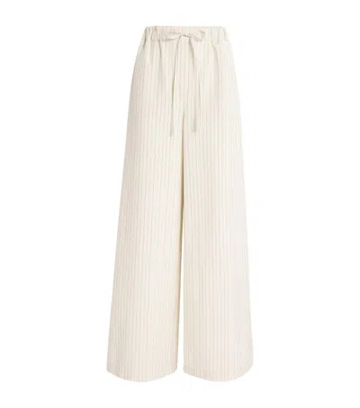 Claudie Pierlot Striped Drawstring Tailored Trousers In White