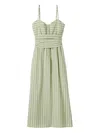 Claudie Pierlot Womens Striped Shorts-underlay Cotton Midi Dress Dual-color In Green
