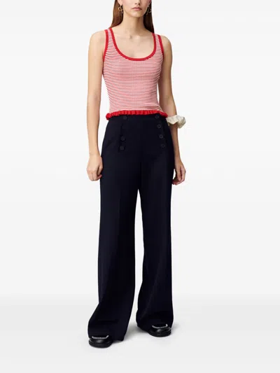 Claudie Pierlot Striped Fine-knit Tank Top In Red