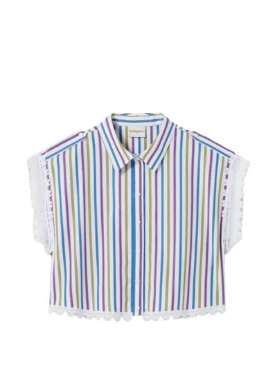 Claudie Pierlot Striped Lace Shirt In Blue