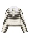 Claudie Pierlot Womens Dual-color Striped Lace-up Cotton-jersey Top In White