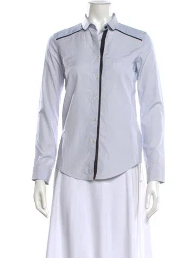 Pre-owned Claudie Pierlot Striped Long Sleeve Button-up Top In White