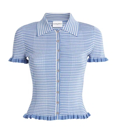 Claudie Pierlot Striped Polo Shirt In Blue