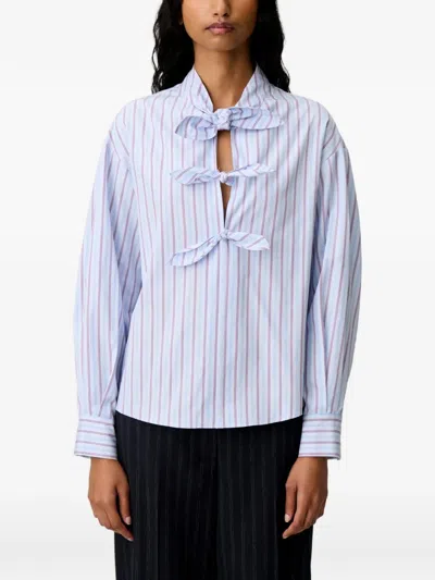 Claudie Pierlot Striped Poplin Blouse In Blue