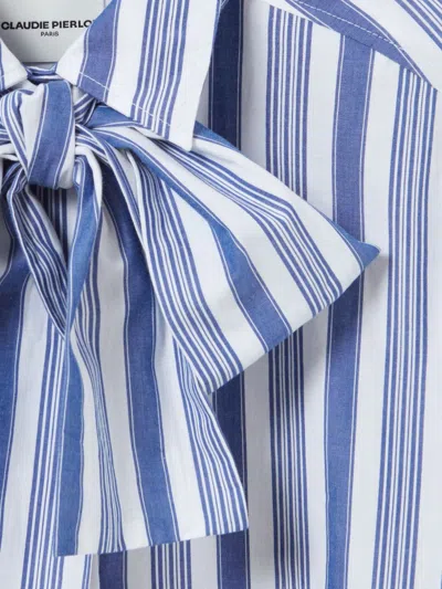 Claudie Pierlot Striped Pussy-bow Shirt In Blue