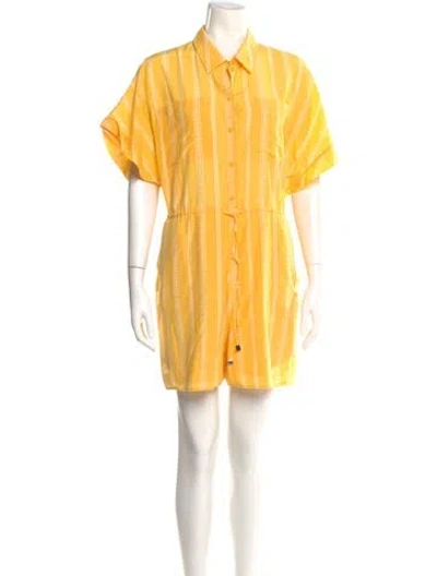 Pre-owned Claudie Pierlot Striped Romper In Yellow