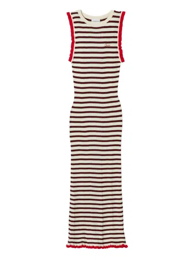 Claudie Pierlot Striped Ruffled Midi Dress In Multi