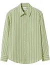 Claudie Pierlot Womens Striped Straight-cut Long-sleeve Cotton Shirt Dual-color In Green