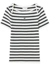 Claudie Pierlot Womens Naturels Logo-embroidered Short-sleeve Knitted T-shirt In Neutrals