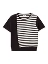 Claudie Pierlot Womens Divers Striped Asymmetric-panel Knitted Top In Schwarz