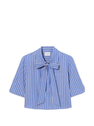 Claudie Pierlot Striped Tie-neck Shirt In Blue