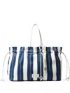 Claudie Pierlot Womens Divers Striped Cotton Tote Bag In Blue