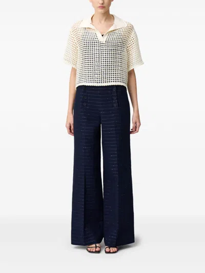 Claudie Pierlot Striped Trousers In Blue
