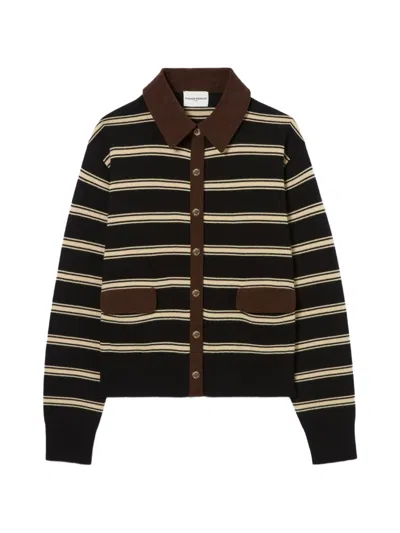 Claudie Pierlot Striped-pattern Cardigan In Brown