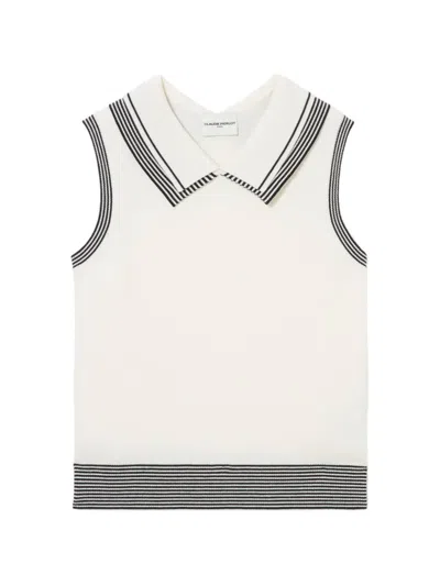 Claudie Pierlot Stripe-trim Sleeveless Top In White