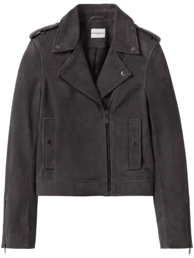 Claudie Pierlot Suede Biker Jacket In 灰色