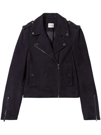 Claudie Pierlot Suede Biker Jacket In Black