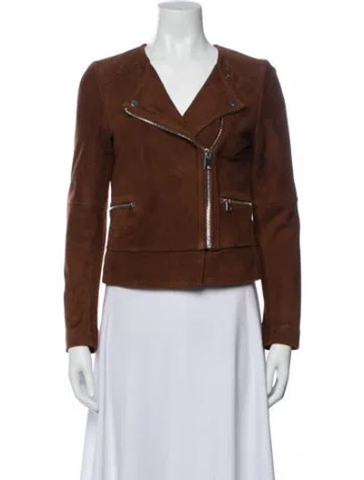 Pre-owned Claudie Pierlot Suede Biker Jacket In Brown