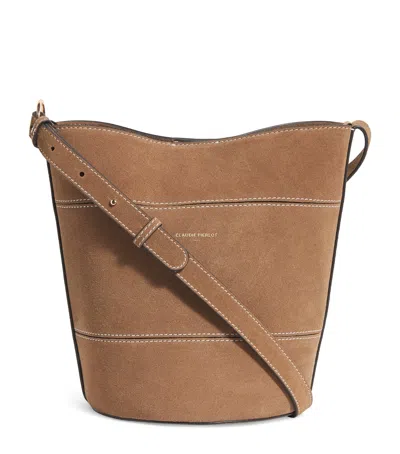 Claudie Pierlot Suede Bucket Bag In White